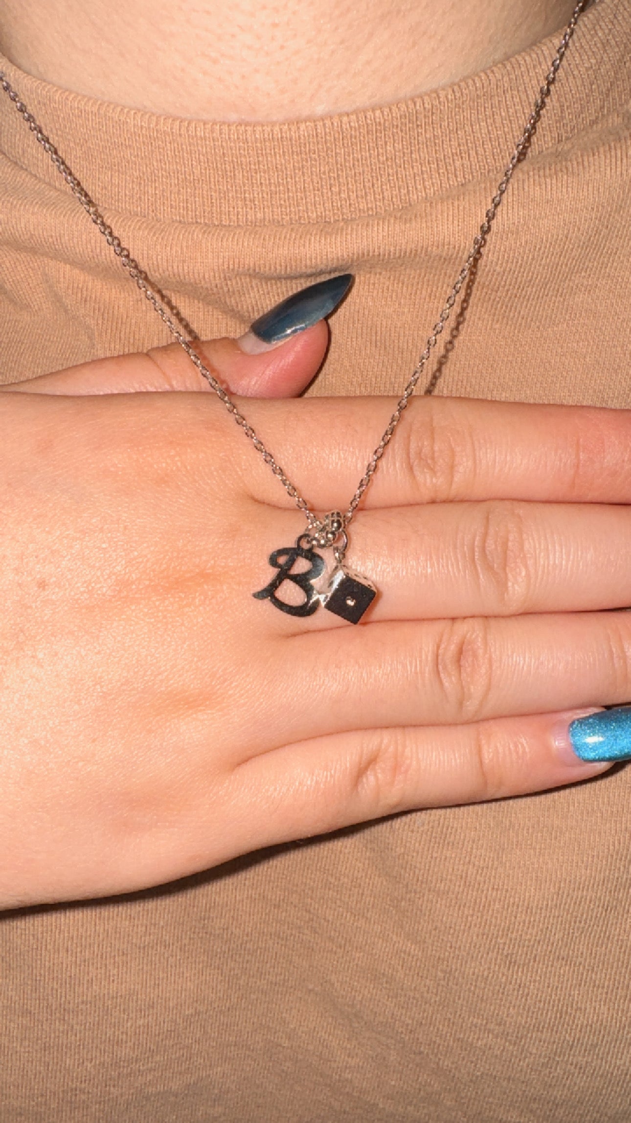 "B" and Dice Necklace